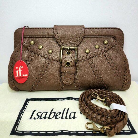 ISABELLA FIORE WHIPFLASH REVIVAL-TABA LEATHER CLUTCH - Picture 1 of 11